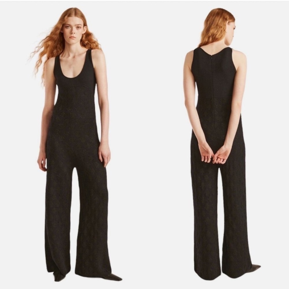 Rebecca Taylor Black Sleeveless Doily Jumpsuit